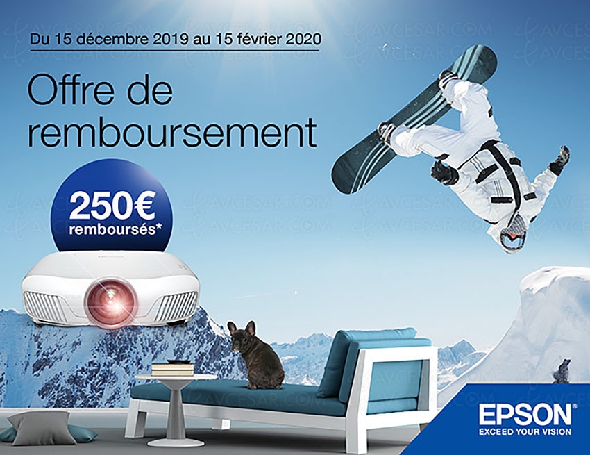 Offre de remboursement Epson&nbsp;EH&#8209;TW7400, 250&nbsp;€&nbsp;remboursés