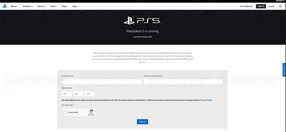 PlayStation&nbsp;5&nbsp;: page officielle en ligne, inscrivez&#8209;vous pour recevoir des&nbsp;infos