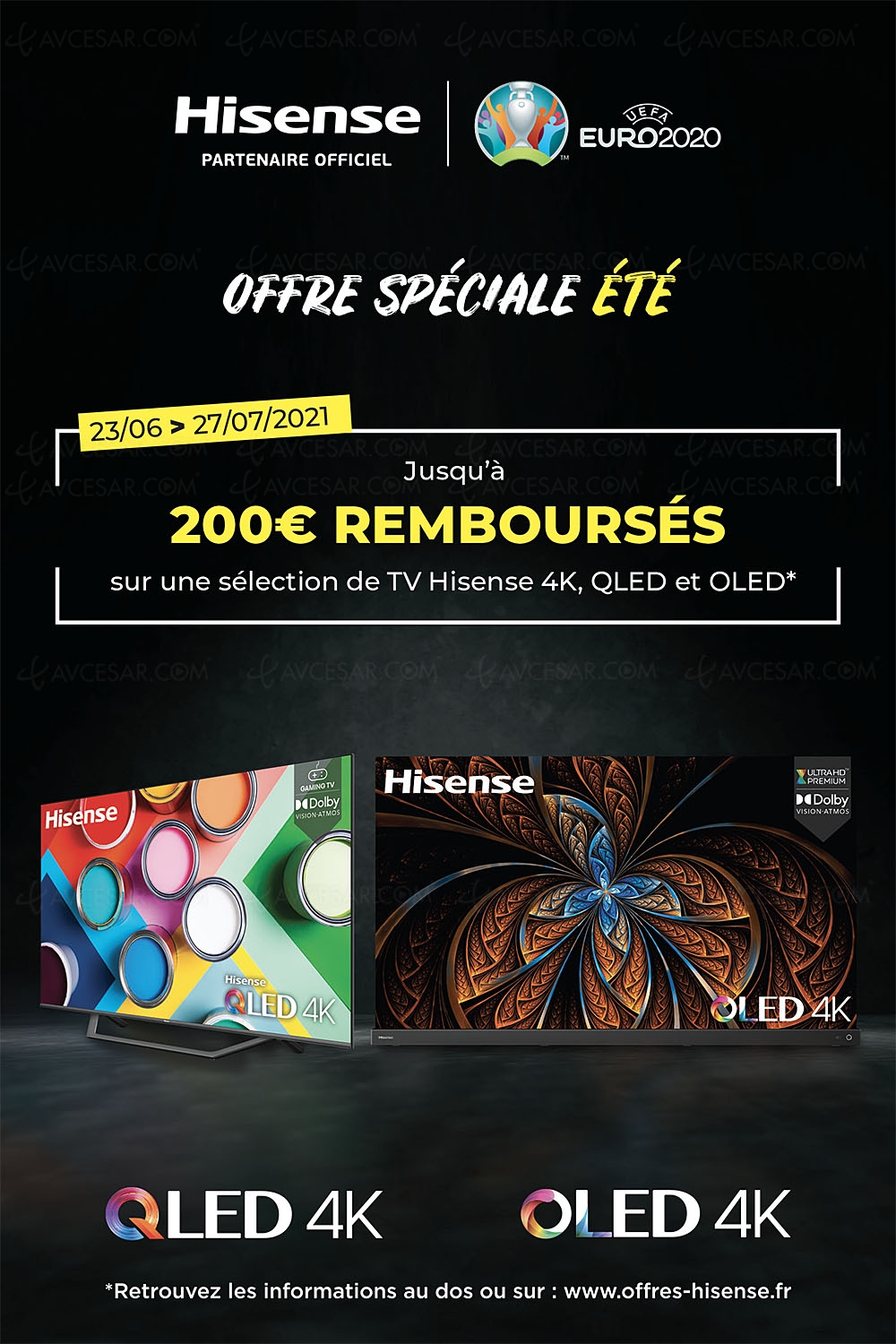 Offre de remboursement TV Ultra&nbsp;HD&nbsp;4K Hisense, jusqu'à 200&nbsp;€&nbsp;remboursés