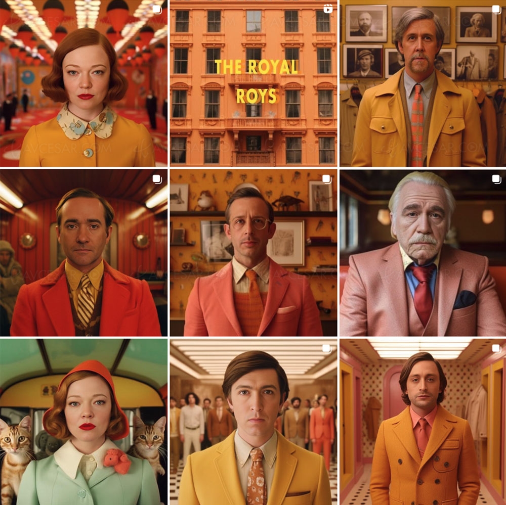 La série Succession et l'univers de Wes Anderson mixés par l'IA&nbsp;Midjourney