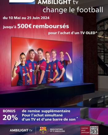 Offre de remboursement Philips TV Oled Ambilight, jusqu&#039;à 500&nbsp;€&nbsp;remboursés